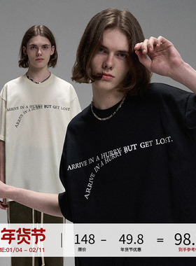 LOSTCTRL「凋零字母」国潮简约字母印花重磅T恤男短袖夏季圆领