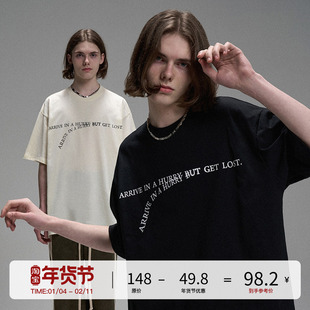 LOSTCTRL「凋零字母」国潮简约字母印花重磅T恤男短袖夏季圆领