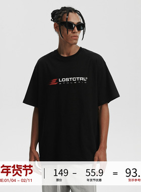 LOSTCTRL潮牌字母印花短袖T恤男女夏季重磅宽松国潮美式半袖纯棉
