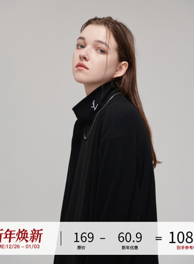 LOSTCTRL春季德绒半高领针织衫男女长袖内搭外穿刺绣打底衫百搭潮