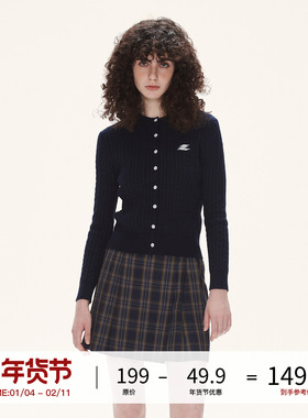 LOSTCTRL紧身短款刺绣logo纯棉针织开衫女士秋季潮牌上衣外穿毛衣