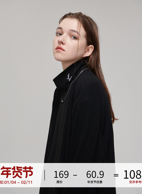 LOSTCTRL春季德绒半高领针织衫男女长袖内搭外穿刺绣打底衫百搭潮