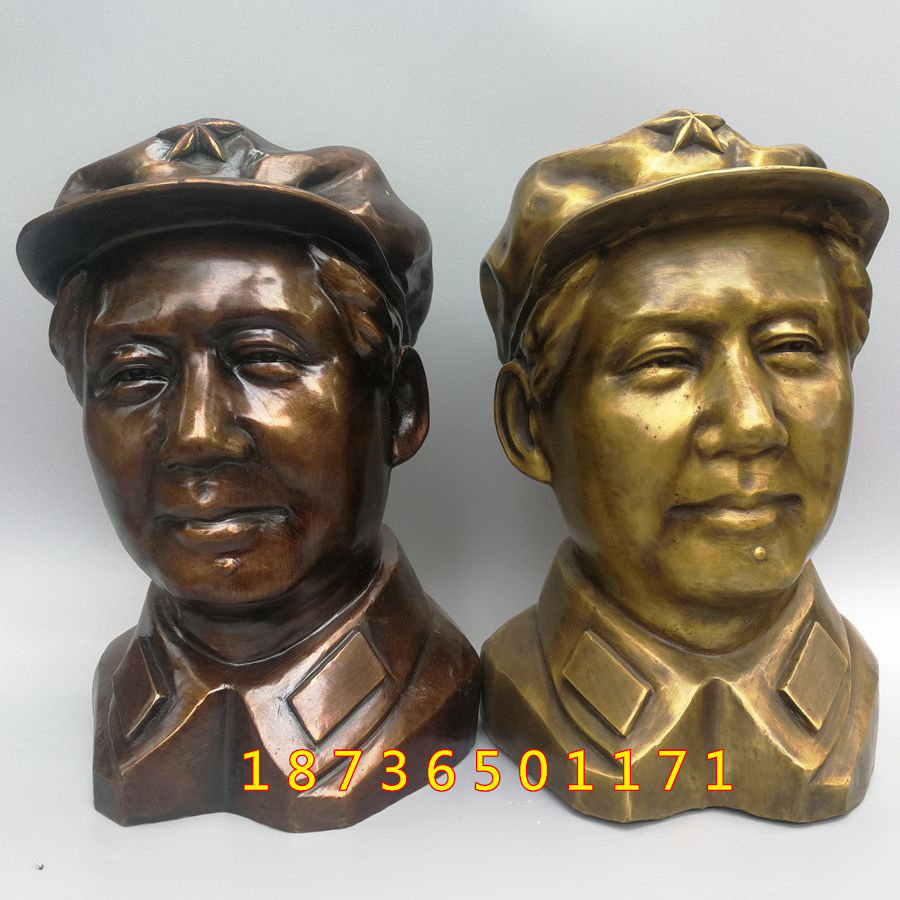 纯铜毛主席半身像青年毛泽东带五角星帽子伟人铜像办公室铜器摆件