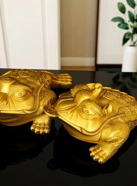 黄铜金蟾摆件三脚三足铜金蟾金蝉青蛙蟾蜍霸王蟾开业礼品客厅装饰