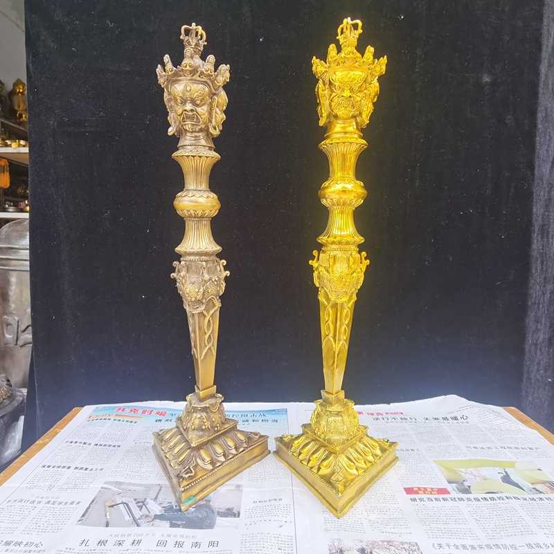 黄铜法器金刚杵带底座大号马头杵金刚撅秽迹金刚杵普巴杵藏佛法器
