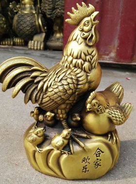 纯铜鸡母鸡招财小鸡摆件
