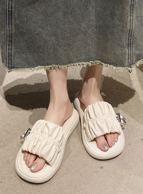 冰洁女鞋2025夏季新款凉拖鞋真皮平跟外穿舒适软底休闲鞋潮66025