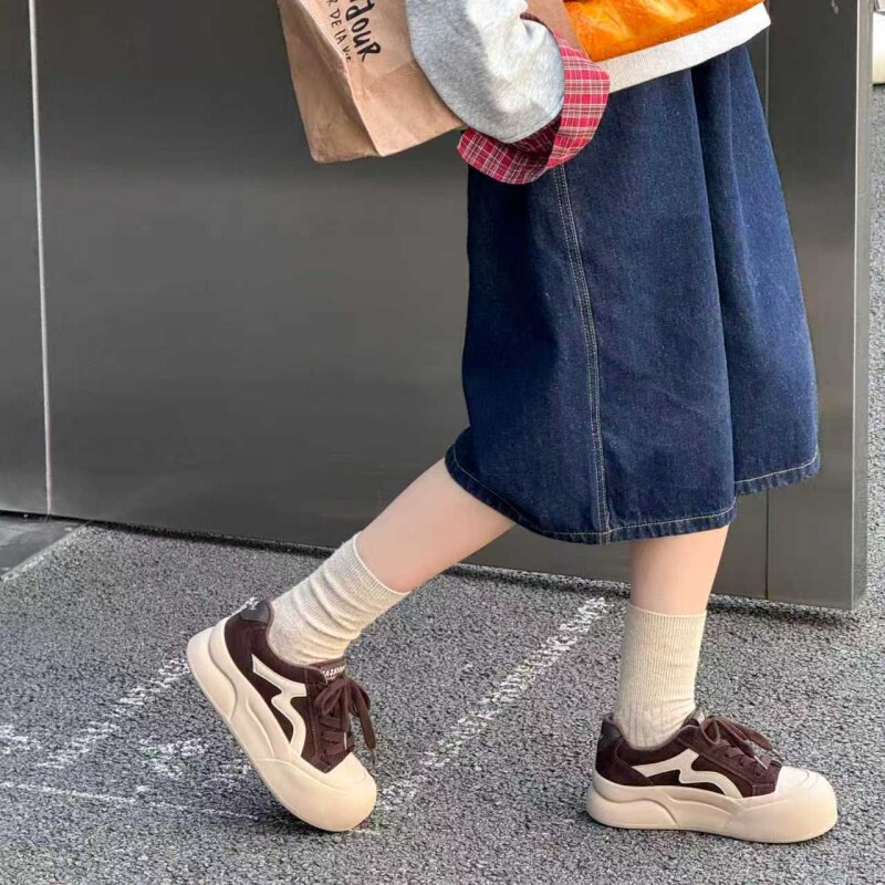 冰洁女鞋2025冬季新款真皮加绒棉鞋休闲厚底平底学生板鞋508-27潮