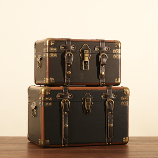 家用大容量特大号复古收纳箱带锁上锁木箱储物小箱子密码箱道具箱