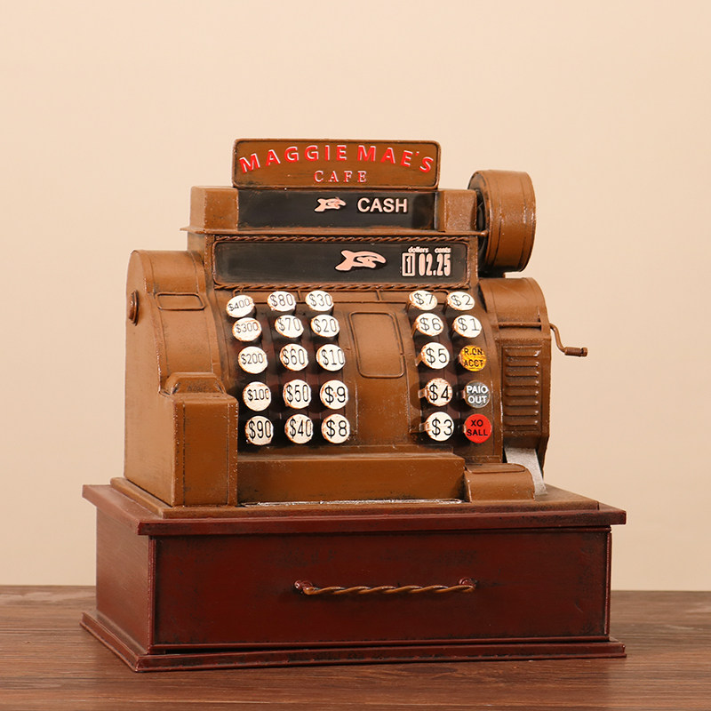 美式复古怀旧民国风老式物件美式复古收银机模型酒吧摆件装饰摆设
