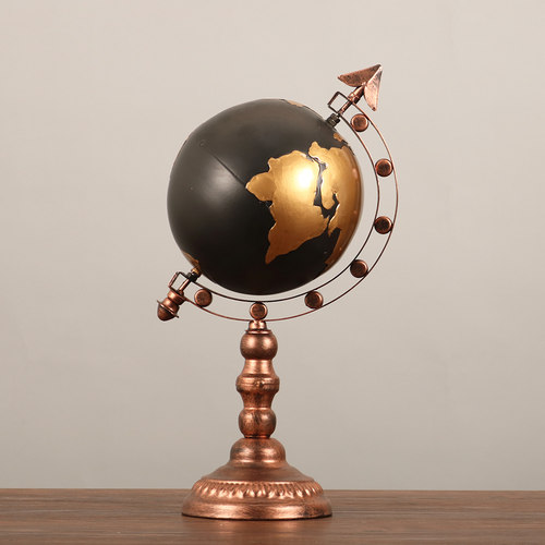 复古怀旧铁艺地球仪模型拍摄道具办公桌店铺家居软装橱窗装饰摆件