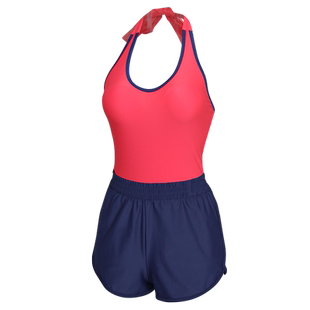 女生泳衣高颜值夏小个子连体两件套挂脖绑带显白游泳衣女水上乐园