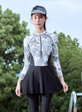 连体泳衣女士长袖长裤防晒2026新款显瘦温泉泳装水母衣冲浪潜水服