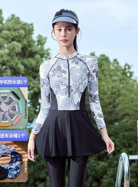 连体泳衣女士长袖长裤防晒2025新款显瘦温泉泳装水母衣冲浪潜水服
