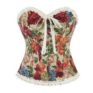 复古宫廷风花边收腹塑身衣抹胸蝴蝶结鱼骨胸衣抹胸绑带上衣 现货