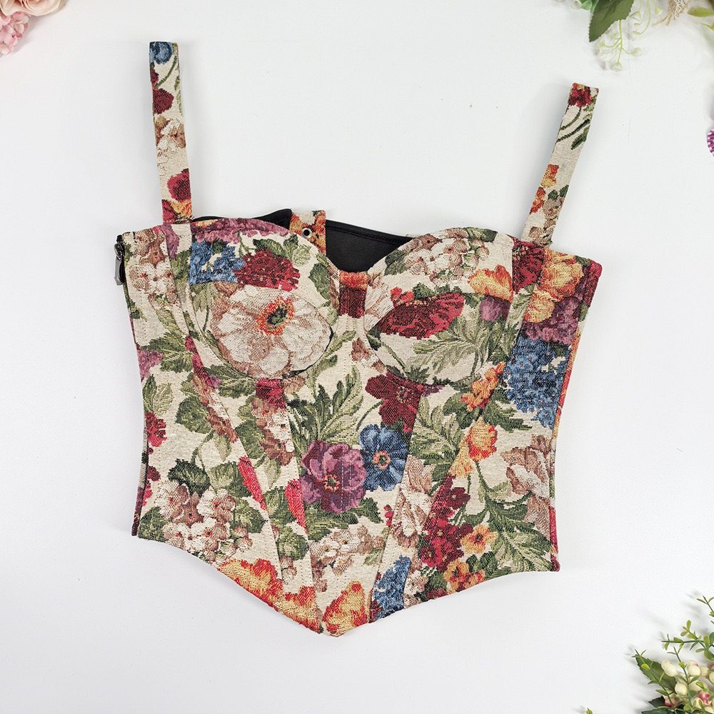 2026新款性感山茶花抹胸上衣吊带带胸垫复古宫廷风鱼骨胸衣,女士内衣/男士内衣/家居服,塑身上衣,淘宝优惠券,粉丝福利购,淘宝优惠卷