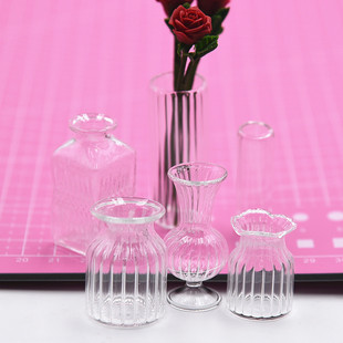 迷你超轻黏土花瓶娃屋12分微缩6分模型ob11摆件透明玻璃 bjd瓶