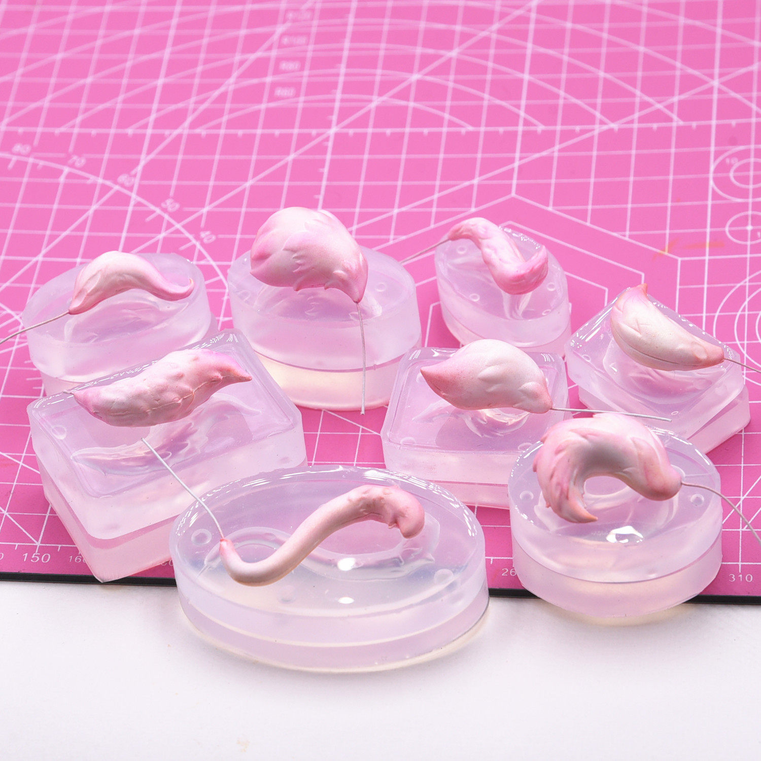 超轻粘土Q版硅胶尾巴模具 迷你毛绒尾巴模具多尺寸超轻软陶尾巴模