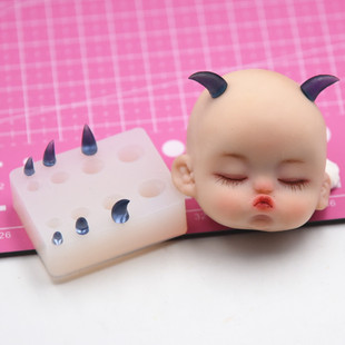 超轻粘土迷你diy恶魔角牛角羊角硅胶模具模型树脂粘土ob11bjd模具