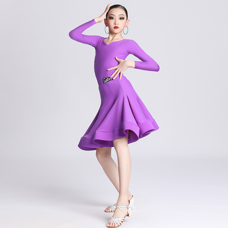 春秋新款拉丁服考级大摆分体裙