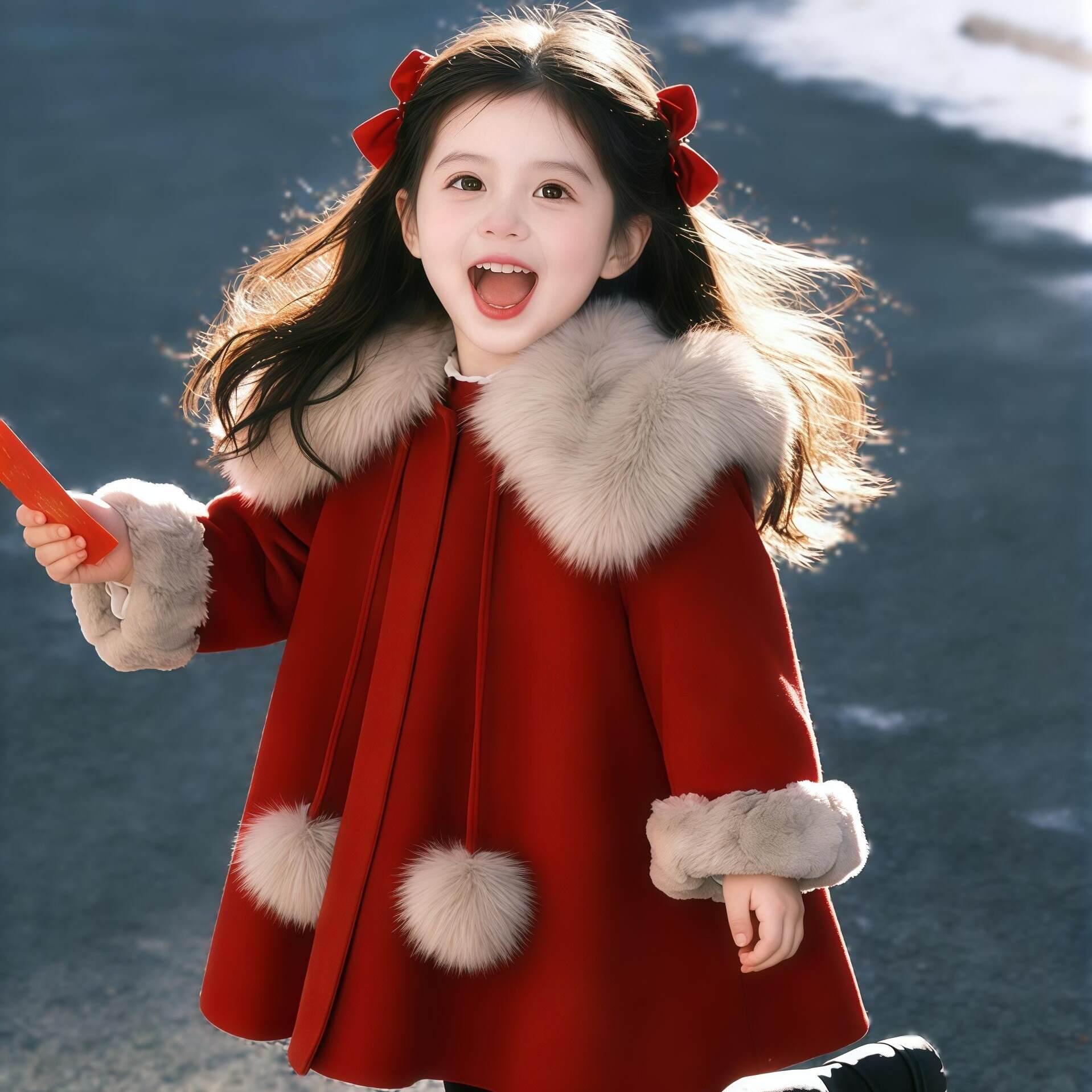 女童红色毛呢大衣中长款加绒保暖洋气外套喜庆可爱拜年服时尚百搭,童装/婴儿装/亲子装,呢大衣,淘宝优惠券,粉丝福利购,淘宝优惠卷