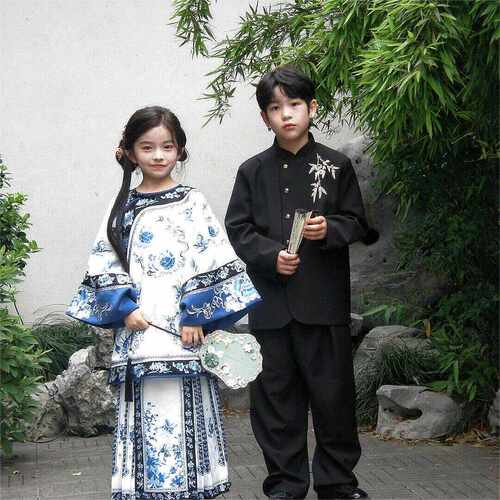 官方推荐】女童青花瓷男童中山装