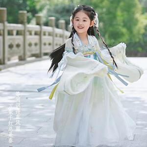 女童汉服小龙女中国风古装儿童秋季长袖改良款古风广袖唐制襦裙子