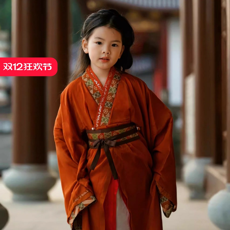 女童汉服春秋战国广袖长袍套装