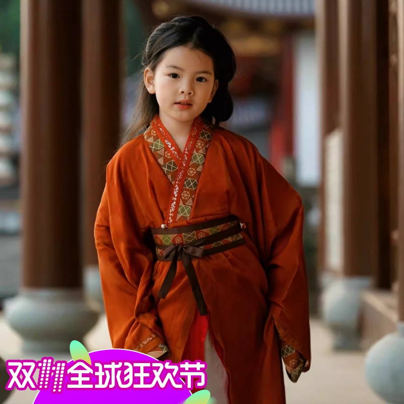 女童汉服春秋战国广袖长袍套装