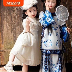 女童民族服饰闺蜜装小洋裙连衣裙民国留洋大小姐晋商清汉女青花瓷