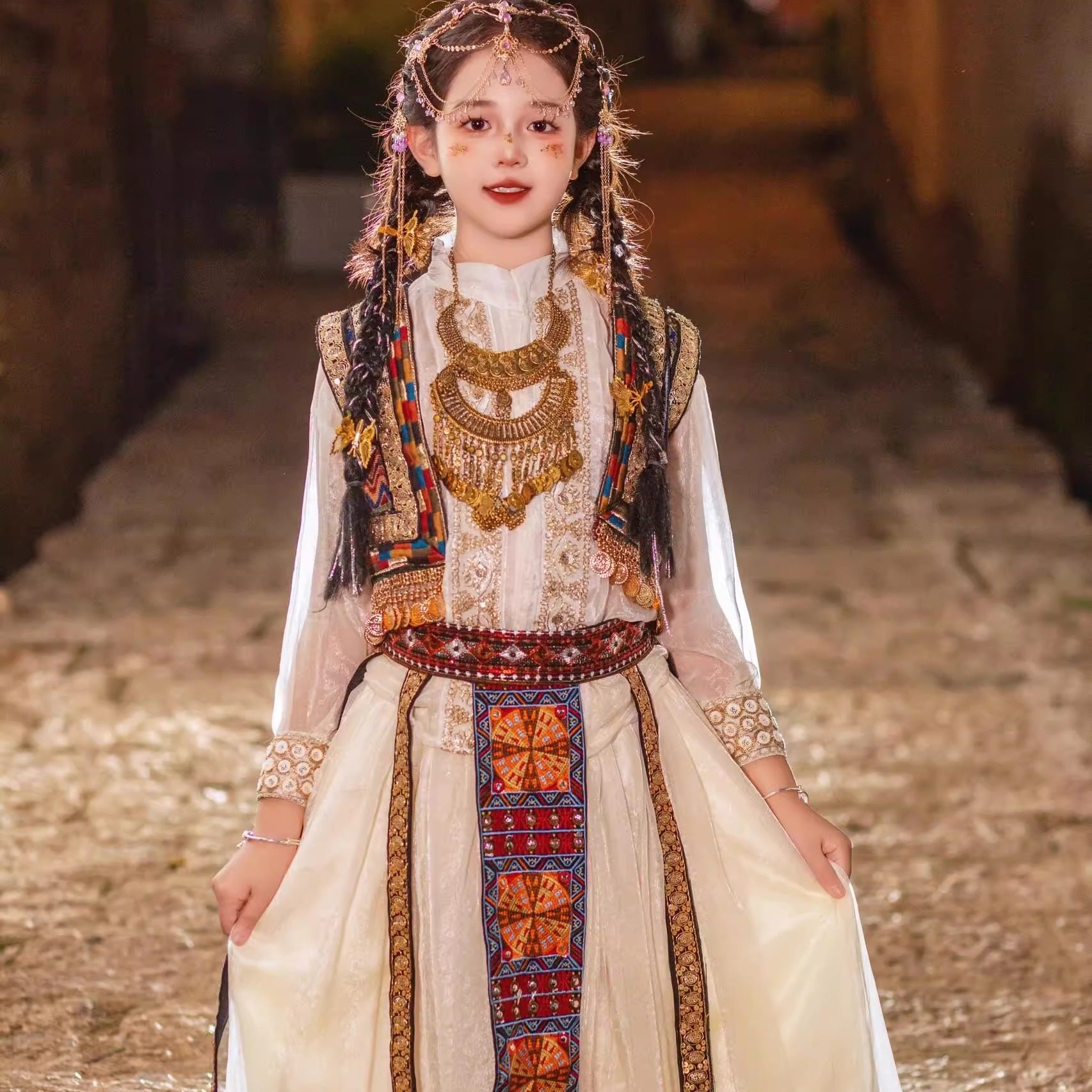 汉服女童新疆异域风情套装儿童少数女宝宝民族风写真旅拍维吾尔族,童装/婴儿装/亲子装,汉服,淘宝优惠券,粉丝福利购,淘宝优惠卷