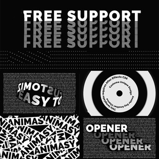 AE模板-炫酷黑白快速快闪风格文字排版标题B站UP开场片头宣传动画