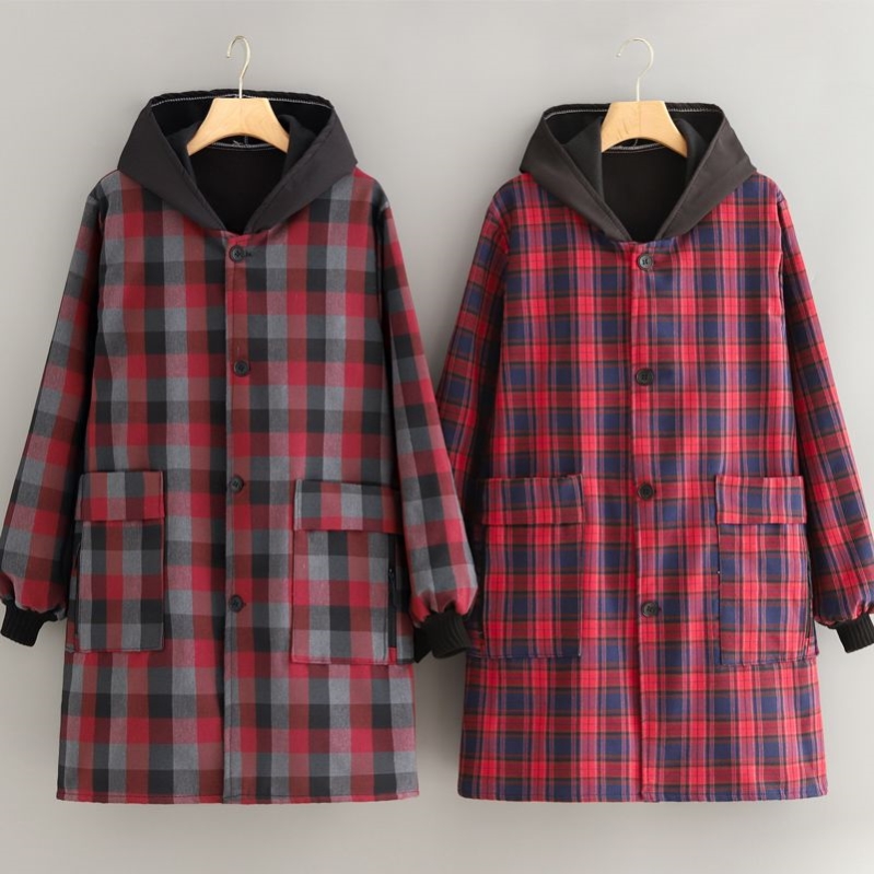 加绒新款保暖长袖罩衣家用厨房加厚围裙时尚大人上班耐脏工作服女