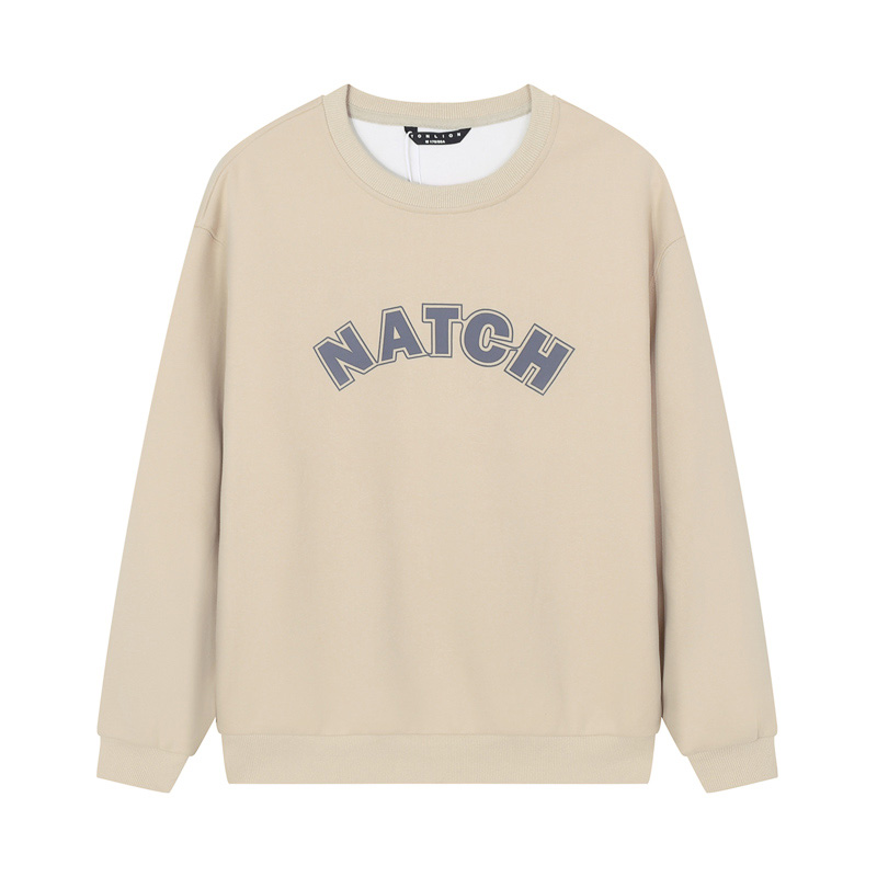 日系复古纯色宽松落肩OVERSIZE风春秋针织面料男士圆领套头卫衣