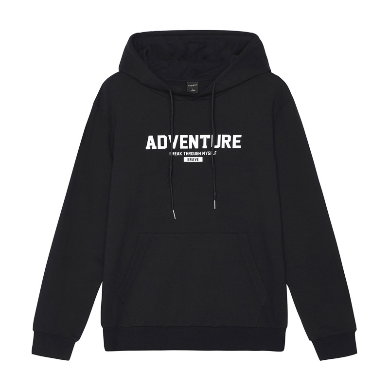 男士薄身连帽印字套头卫衣