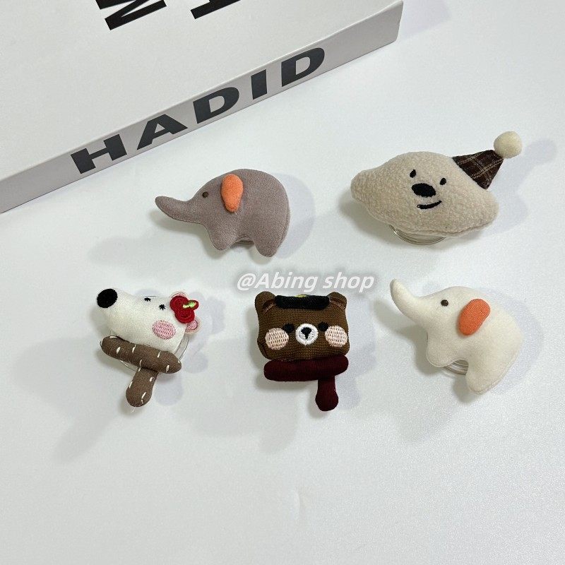 ins日韩可爱卡通毛绒公仔手机壳x背贴懒人可伸缩趣味大象气囊支架