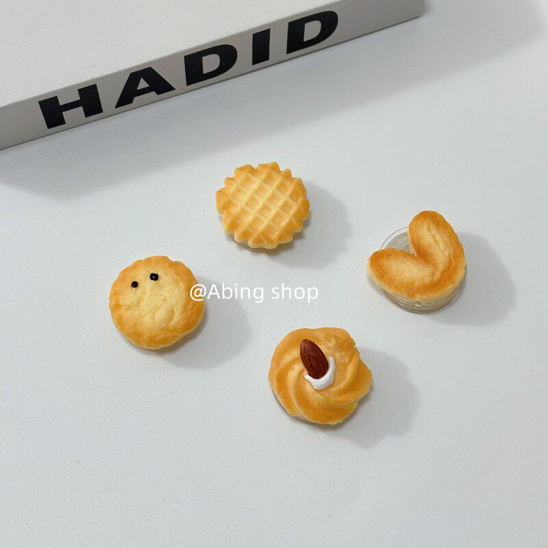 ins创意趣味仿真食物手机壳背贴粘贴式懒人伸缩曲奇饼干气囊支架