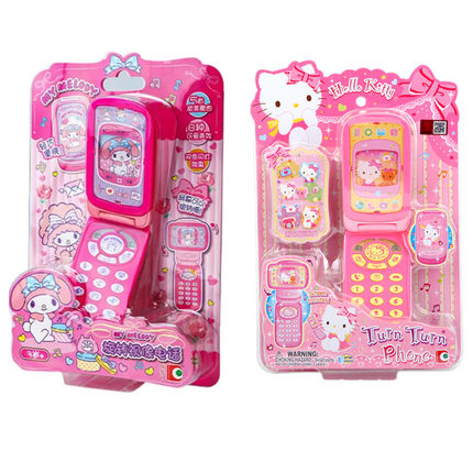 Hello kitty凯蒂猫儿童玩具仿真手机女孩音乐旋转视像电话KT50049