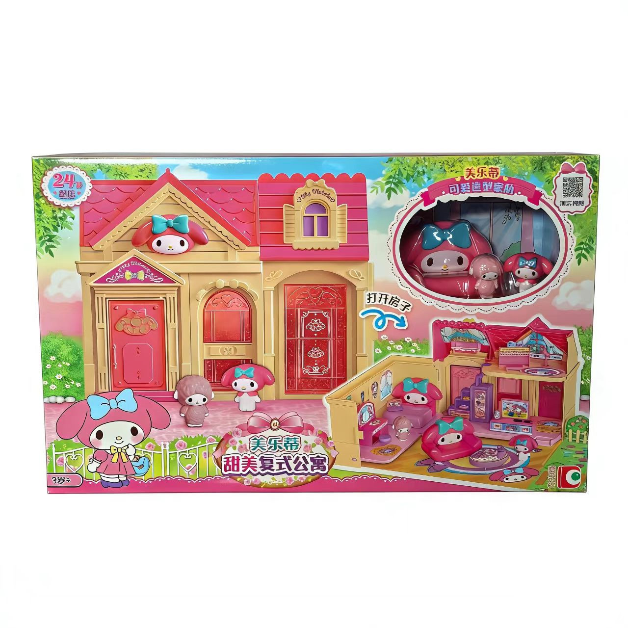 Hello Kitty 凯蒂猫美乐蒂甜美复式公寓KT58027仿真房子家具玩具