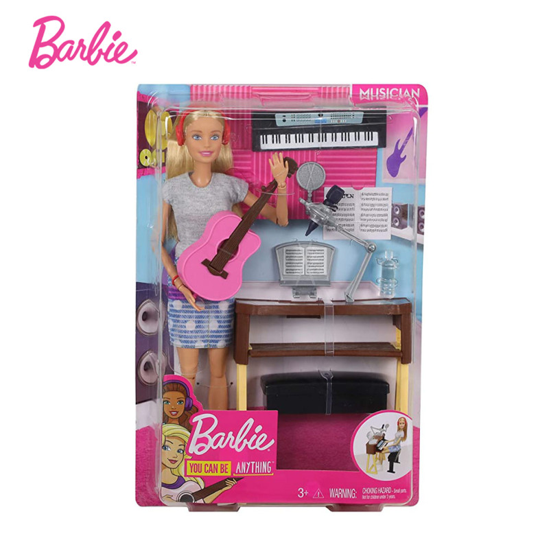 Barbie芭比娃娃音乐家套装 仿真吉他表演女孩过家家玩具FCP73