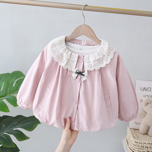 女童外套春秋季2026新款儿童春装女宝宝风衣小女孩翻领防风上衣