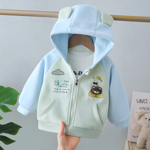 男童柔软棉布外套春秋季2026新款婴幼儿童春装男宝宝卫衣小童夹克