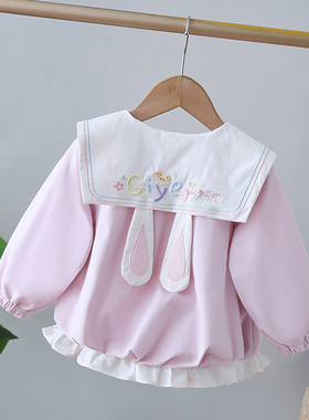 女童外套春秋季2026新款婴幼儿童春装女宝宝海军领风衣小女孩夹克