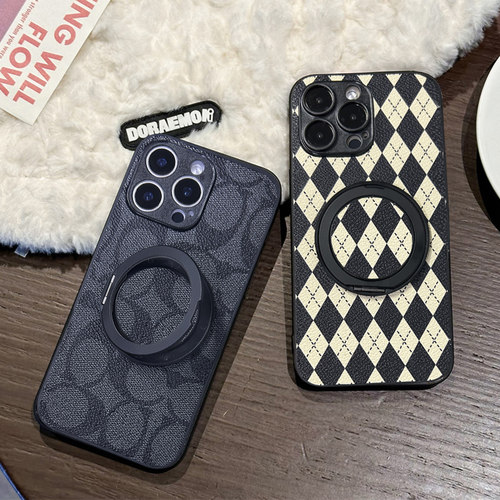 情侣兔适用于三星S24FE手机壳S25Ultra旋转支架S30Plus折叠S20商务GalaxyS22+懒人s23FE皮质5G小众s21保护套