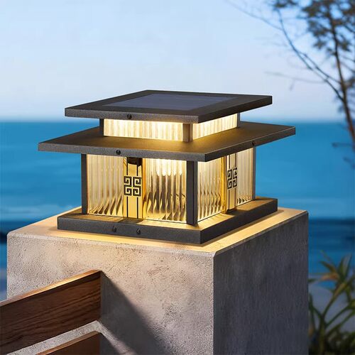 太阳能新中式户外庭院别墅柱头灯