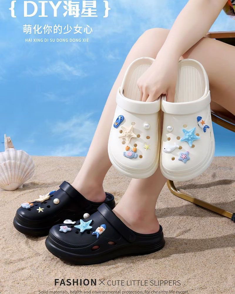 洞洞鞋女2025夏季新款外穿度假风海边沙滩鞋厚底增高百搭两穿凉拖