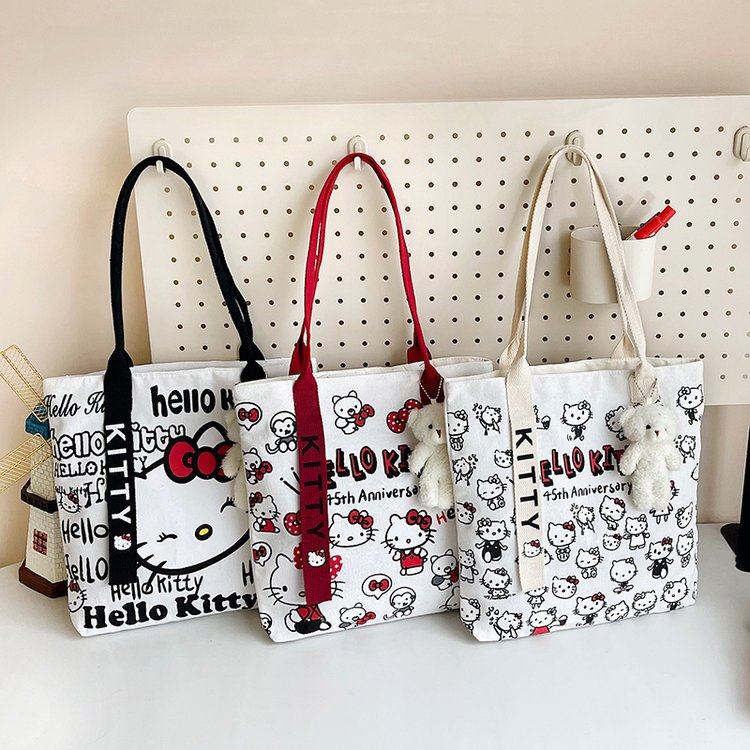 HelloKitty手提包卡通帆布包可爱百搭手提包托特通勤单肩包大容量,箱包皮具/热销女包/男包,通用款女包,淘宝优惠券,粉丝福利购,淘宝优惠卷