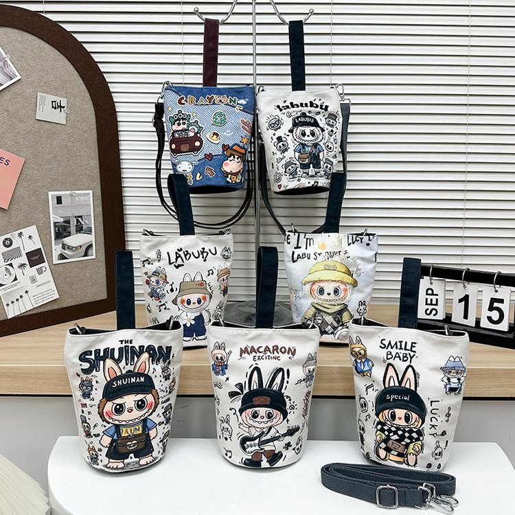 爆款跨境帆布袋挎包周边手提袋大容量补习袋折叠单肩包零食袋