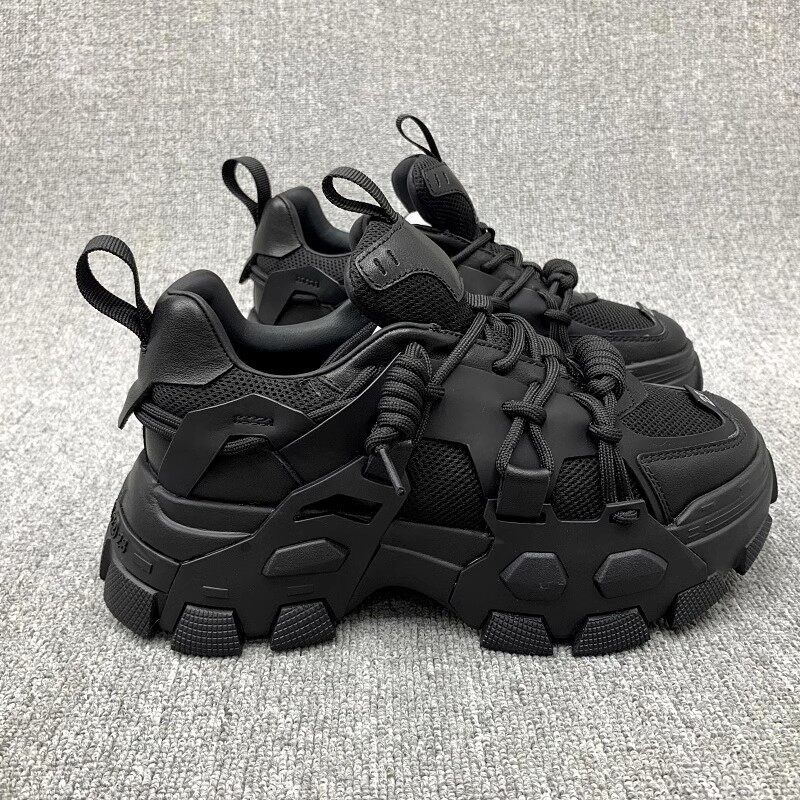 ZASAFRAN COMFORT FIRST  ULTRA-BREATHABLE MESH RETRO LACE-UP DADDY SHOES WOMENS THICK-SOLED 4CM SPORTS ALL-MATCH