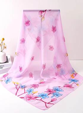 春秋雪纺韩版女印花大方巾披肩